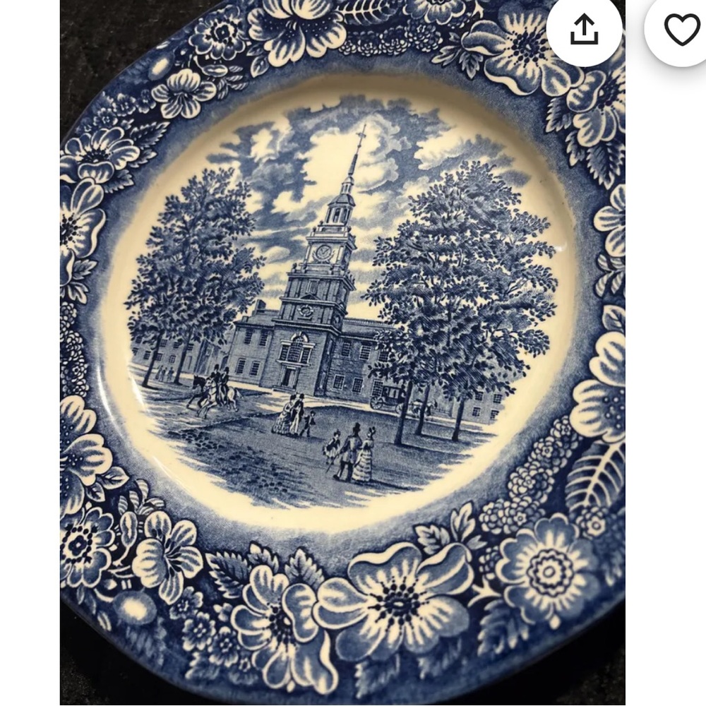 Liberty Blue Independence Hall Dinner Plate